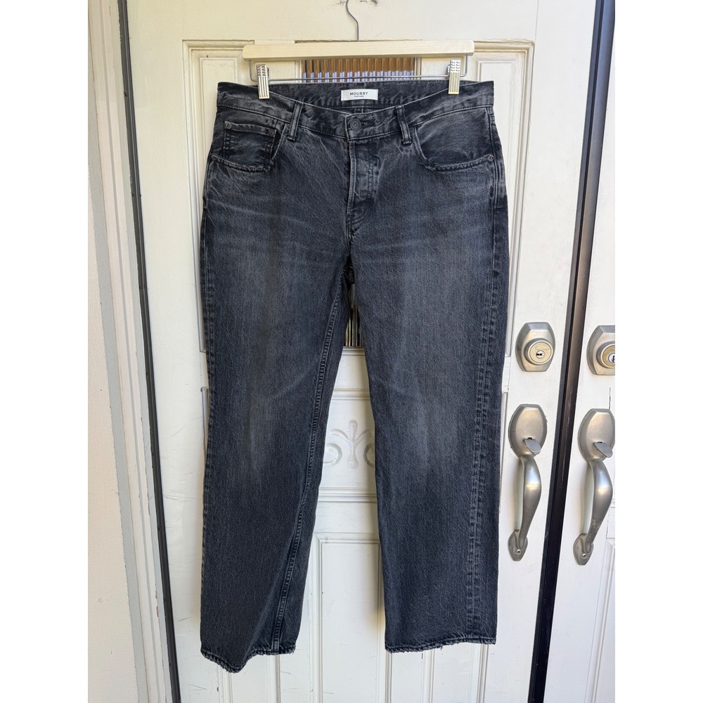 Moussy Vintage Womens Made in Japan Faded Black Straight Leg Jeans Size 28